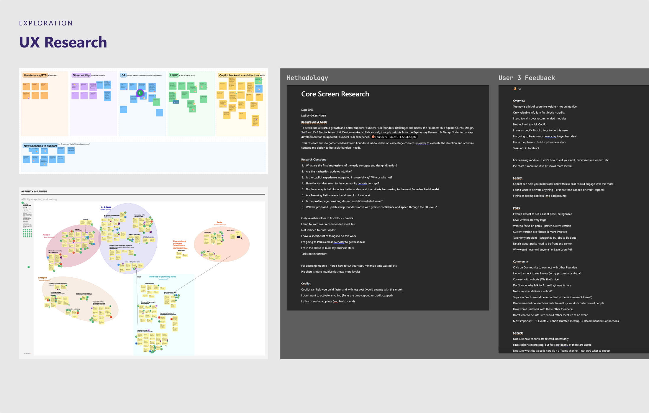User research findings and affinity mapping